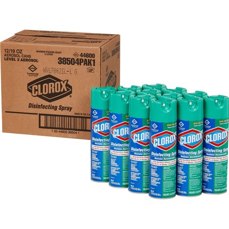 Clorox Disinfecting Aerosol Spray, 19 fl oz (0.6 quart) Fresh, Green, 12 PK CLO38504CT